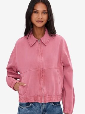 87S.NWT $128 We The Free Birdie Track Jacket Pink Zip-Front Jacket
